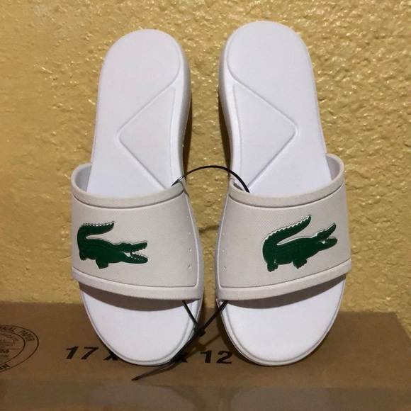 Lacoste Silde Sandels Big Kids Size 4 White NWT - Picture 2 of 8